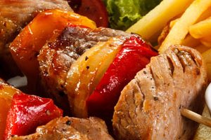 Grilled meat and vegetables